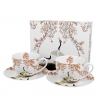 Set 2 Tazze Cappucino Con Piattino, fiori di ciliegio