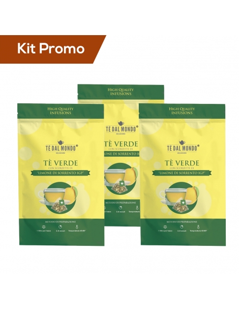 Kit 3 doypack Tè verde con scorzette di "Limone di Sorrento IGP"