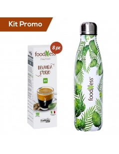 Kit 8 astucci capsule Foodness orzo compatibili caffitaly con omaggio  borraccia termica