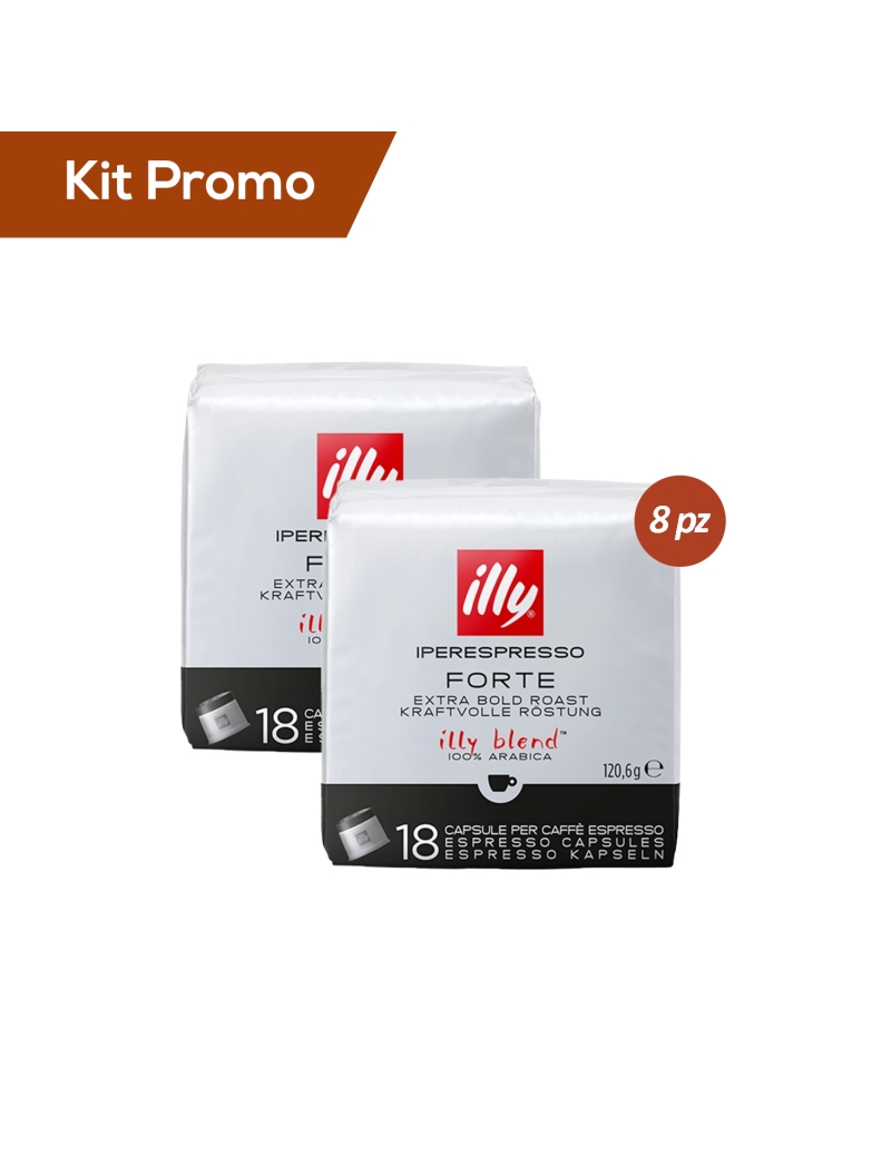 Kit 8 pacchi di capsule di caffè Illy* Iperespresso, tostato forte