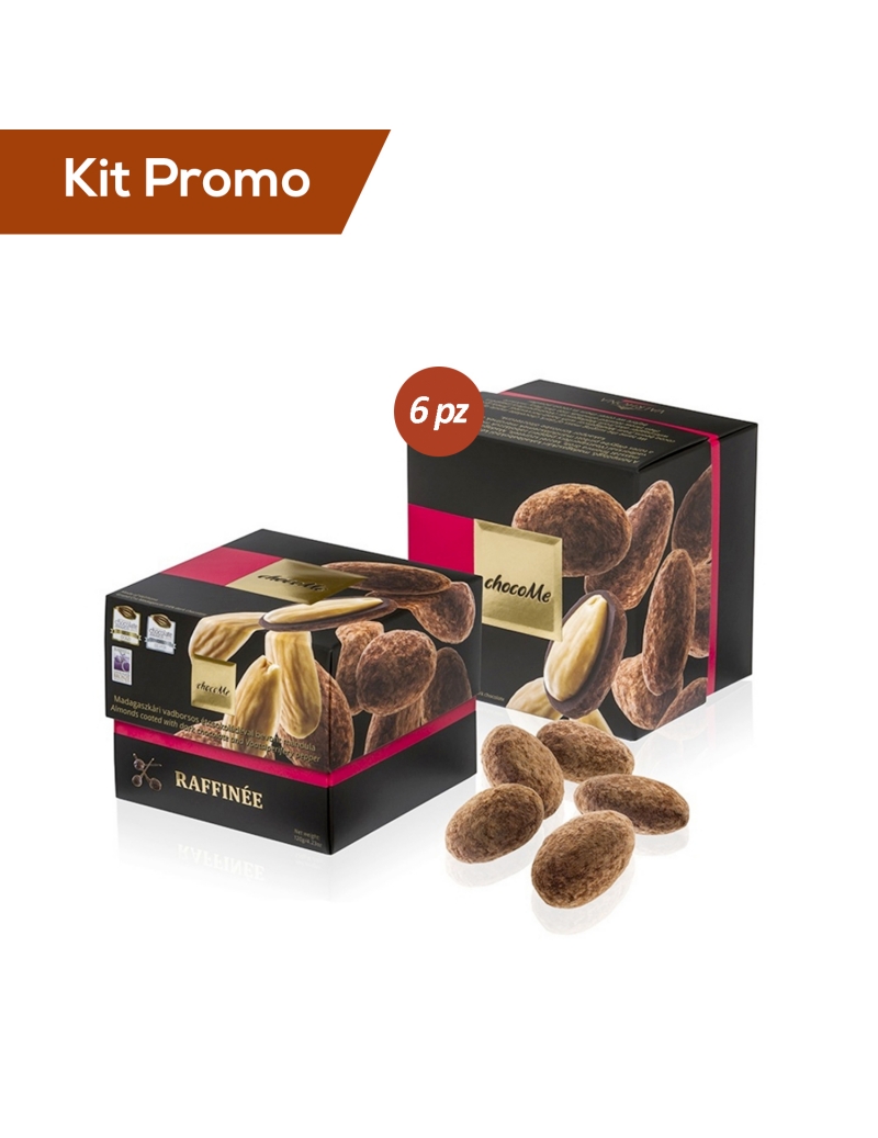 Kit 6 box di Mandorle ricoperte con cioccolato fondente e pepe selvatico