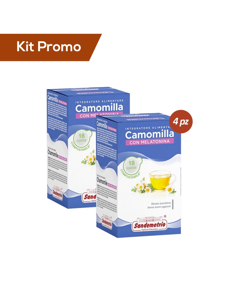 Kit 4 astucci di Cialde Camomilla Con Melatonina, Sandemetrio