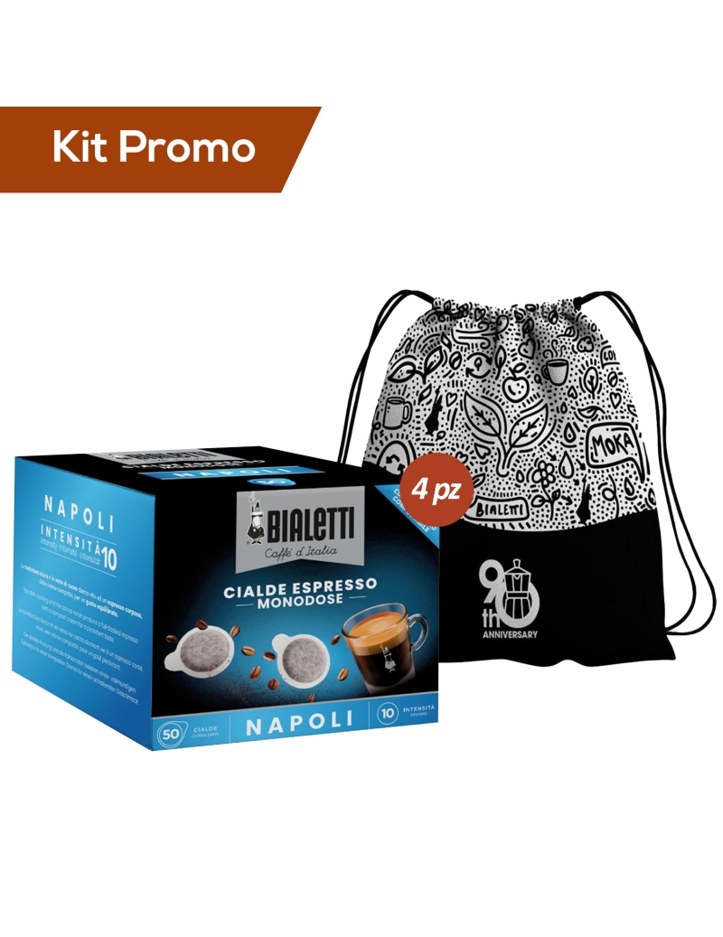 Kit 4 box di Cialde in carta Caffè Bialetti Miscela Napoli con omaggio