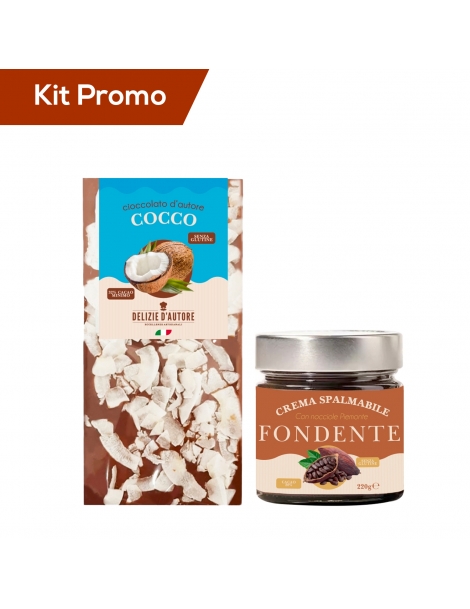 Kit crema spalmabile fondente con tavoletta di cioccolato al cocco