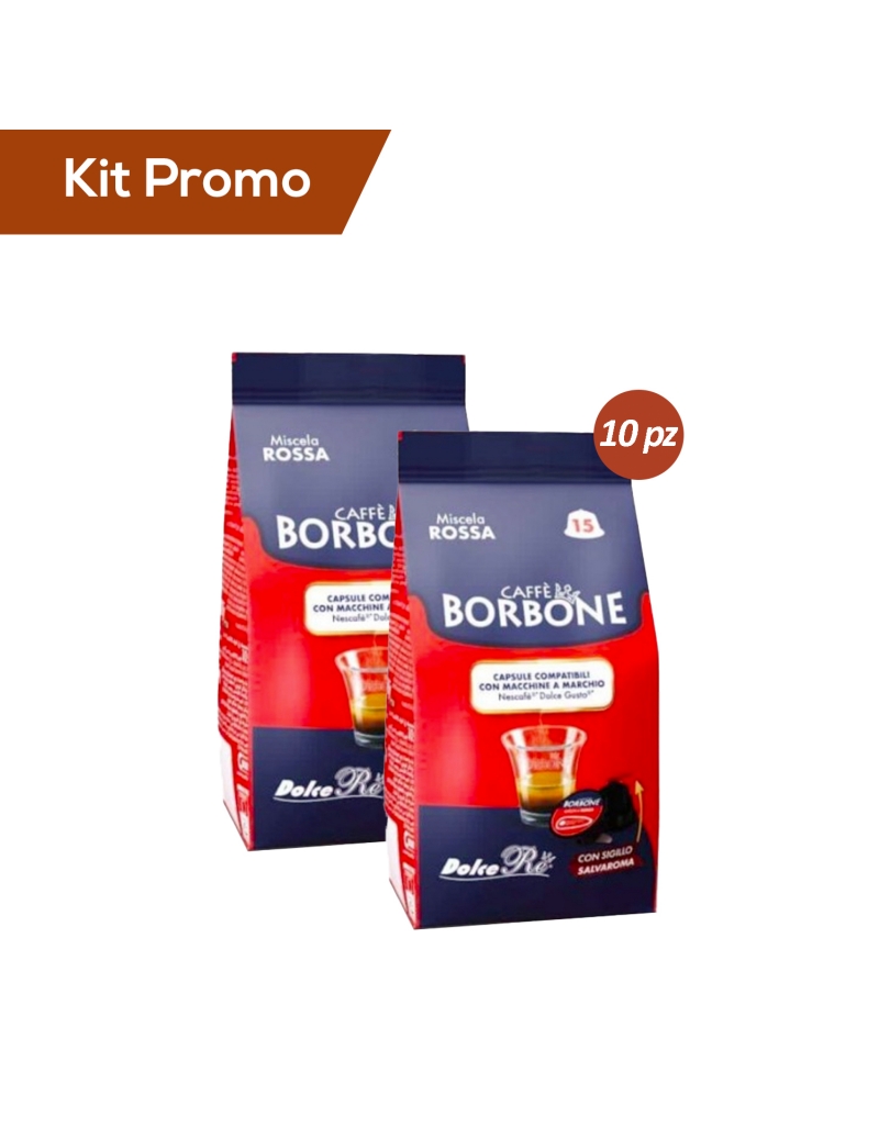 Kit 10 sacchetti di capsule Dolce Gusto Miscela rossa Borbone