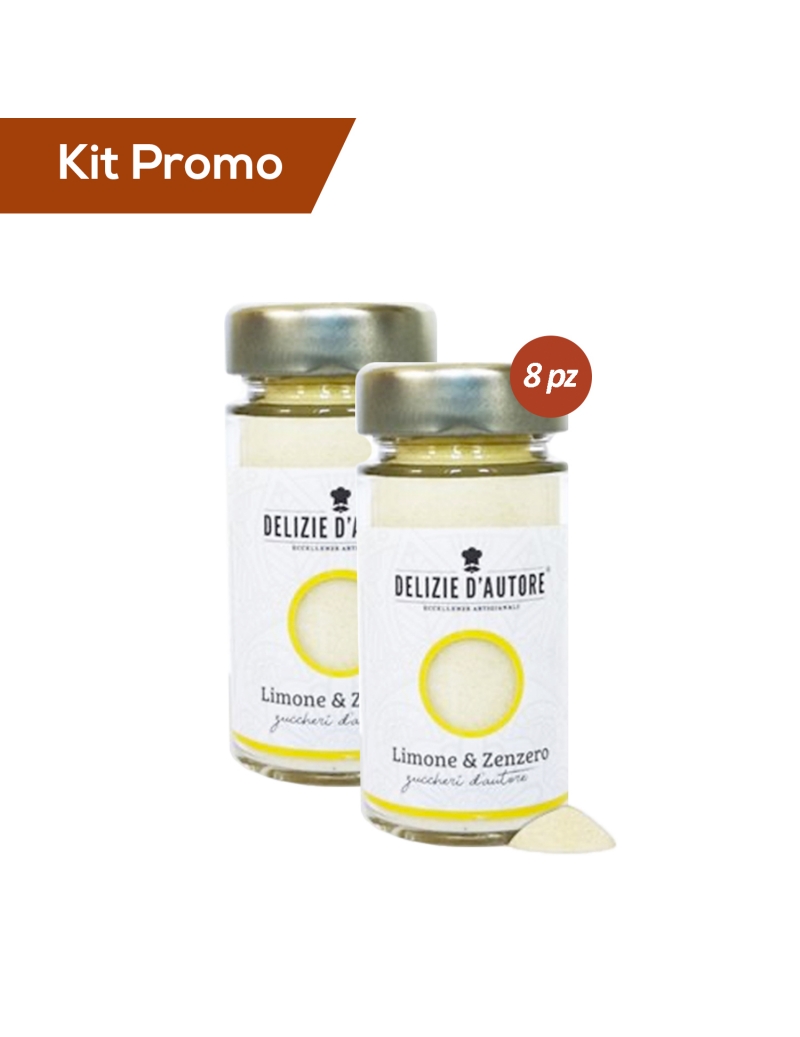 Kit 8 vasetti di zucchero aromatizzato limone e zenzero 90 gr