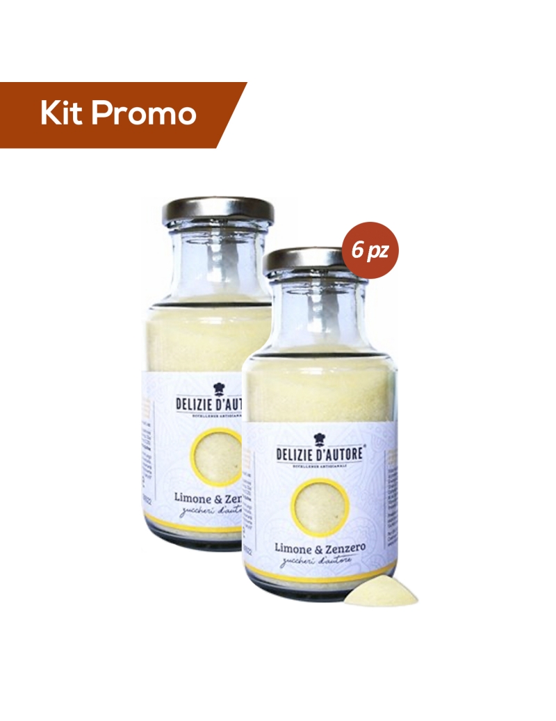 Kit 6 vasetti di zucchero aromatizzato al limone e zenzero 220 gr