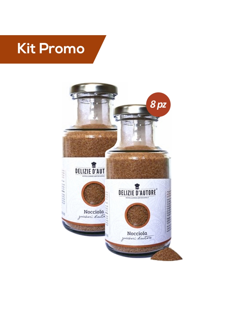 Kit 8 vasetti di zucchero aromatizzato alla nocciola da 220 gr