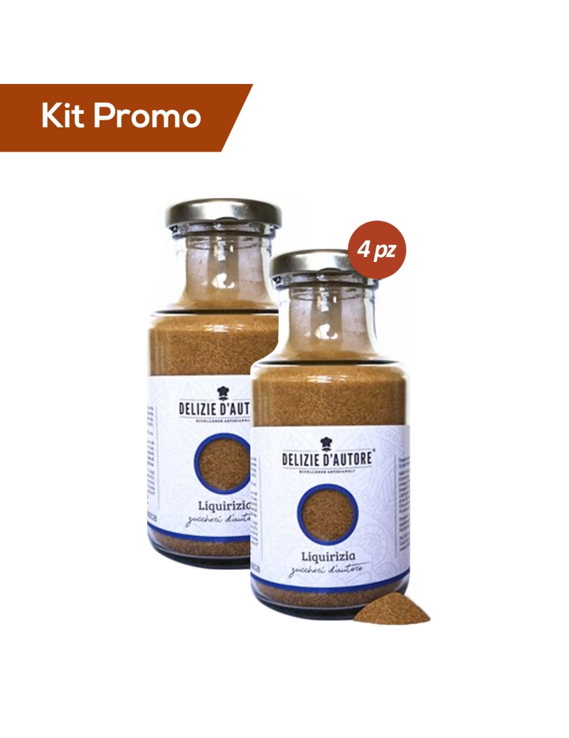 Kit 4 vasetti di zucchero aromatizzato alla liquirizia da 220 gr