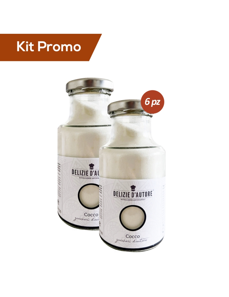 Kit 6 vasetti di zucchero aromatizzato al cocco da 220 gr