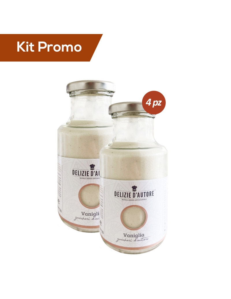 Kit 4 vasetti di zucchero aromatizzato alla vaniglia da 220 gr