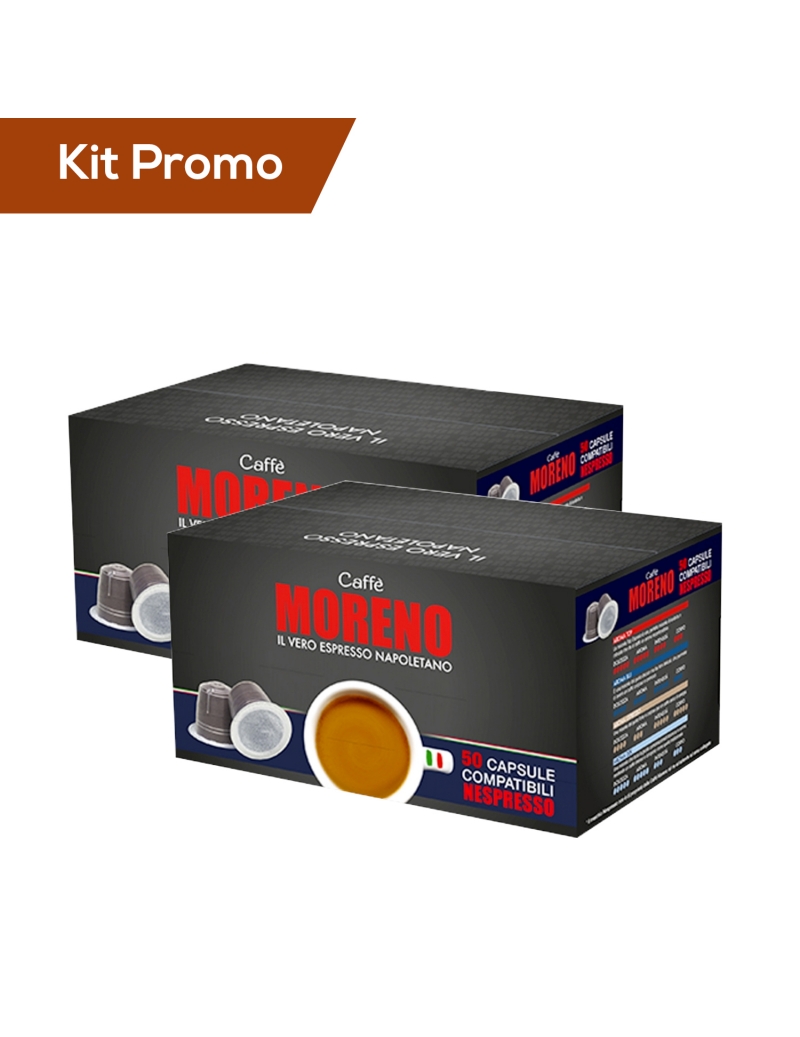 Kit 100 Capsule Nespresso Caffè Moreno Miscela Aroma Espresso